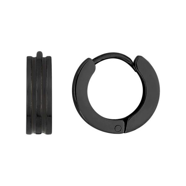 Pendientes hombre aro acero pavonado negro