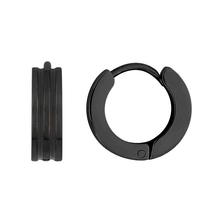 Pendientes hombre aro acero pavonado negro