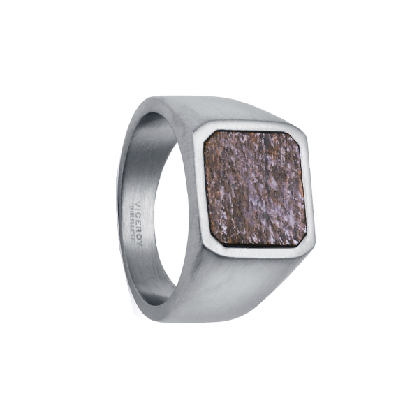 Anillo sello hombre piedra natural en acero