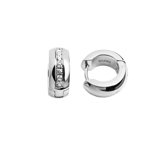 Pendientes aro circonitas 6 x 14 mm.