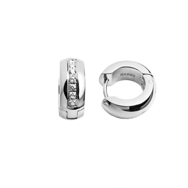 Pendientes aro 6 x 14 mm. circonitas