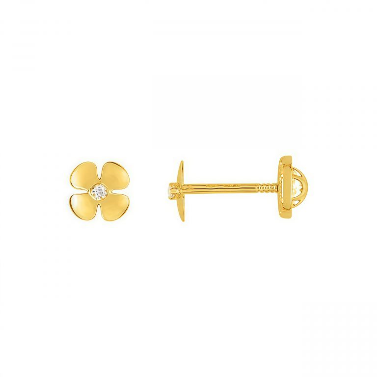 Pendiente trébol en oro amarillo