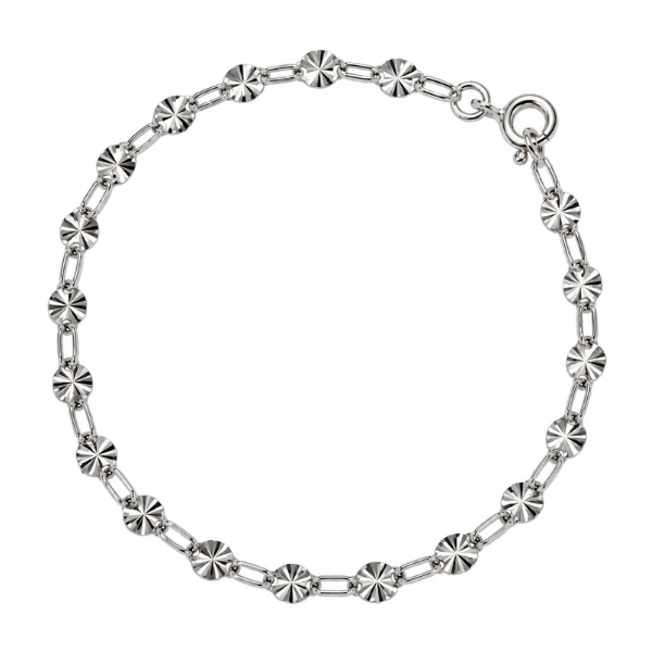 Pulsera plata rodiada con discos facetados