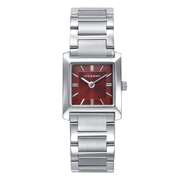 Reloj mujer caja cuadrada esfera burdeos Viceroy