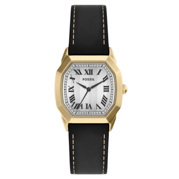 Reloj hombre Fossil caja octogonal en acero dorado y correa
