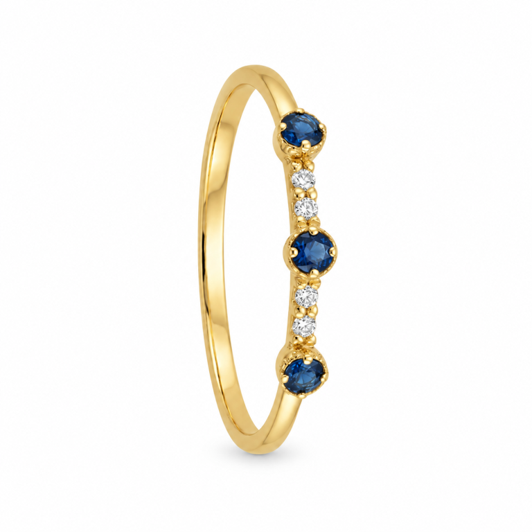 Anillo zafiros y circonitas